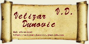 Velizar Dunović vizit kartica